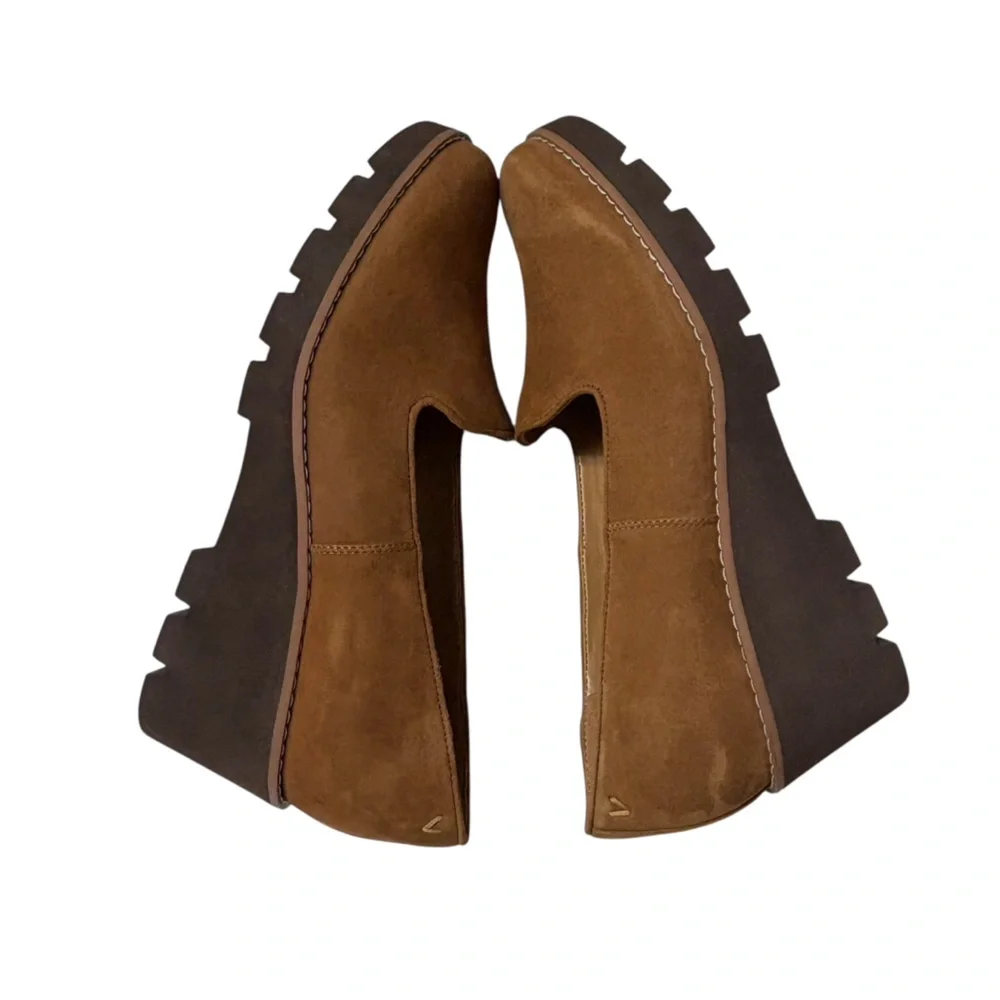 Vionic Willa Wedge Toffee Suede Slip On Loafer Moc Wedge Shoe Orthopedic 8.5 NEW